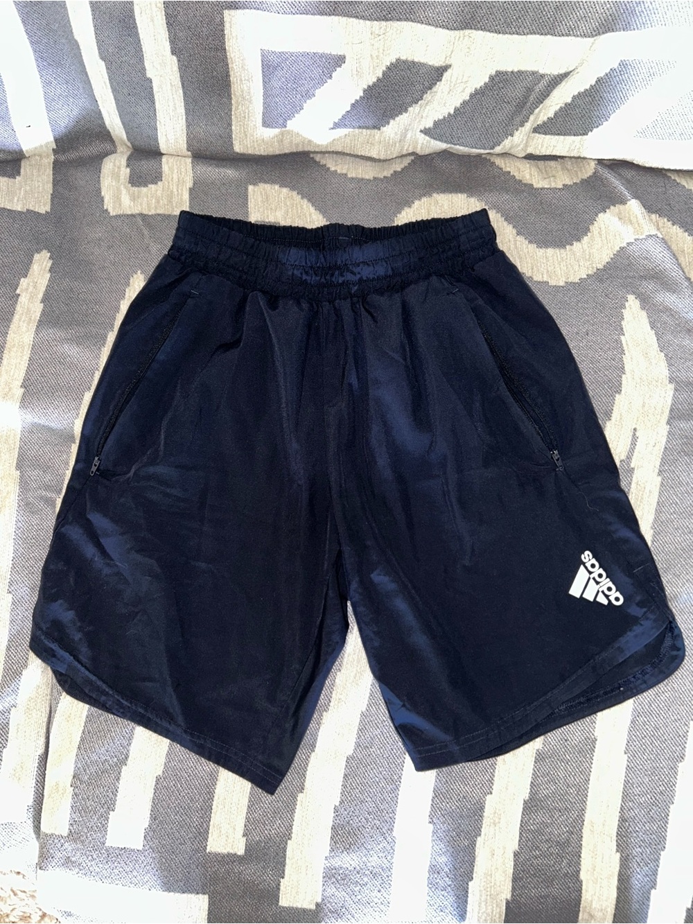 adidas Men’s Navy zip up pocket shorts 9”